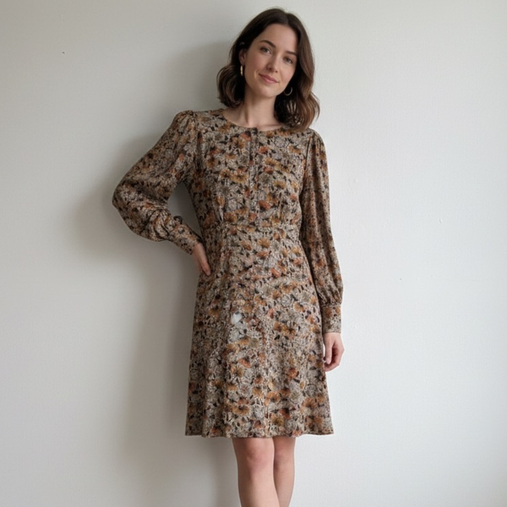 Indi & Cold Sz S Floral Cottagecore Green Prairie Dress